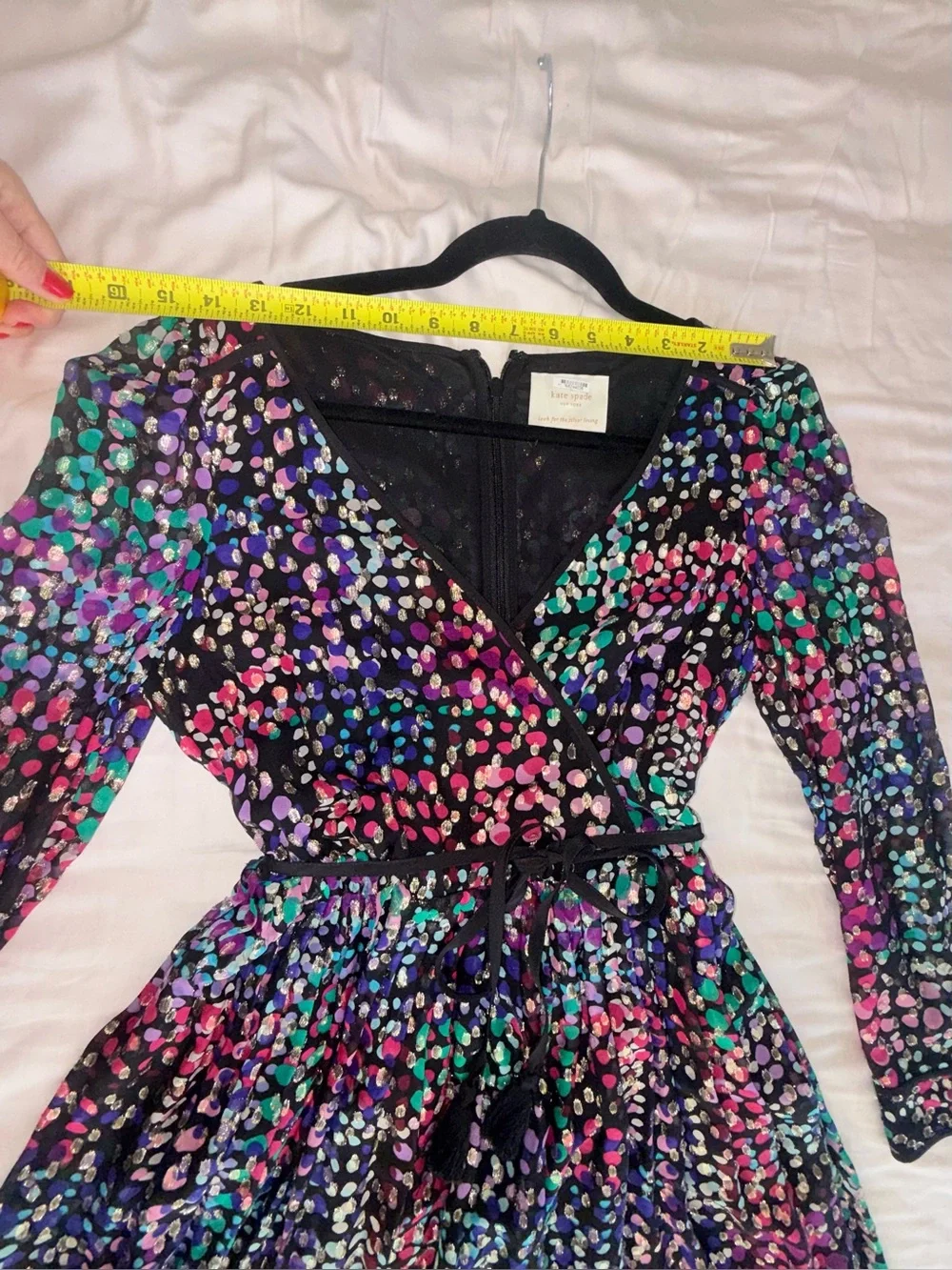 Kate Spade Multicolor Wrap Dress with Black Base, like new